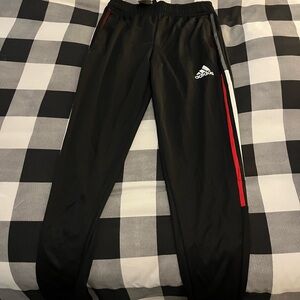 Adidas Black Joggers with Red Stripes